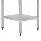 Table en acier inoxydable sans rebord, avec étagère, profondeur 700 mm