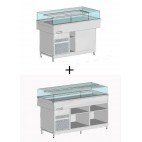 Vitrine comptoir en angle Drop In, en acier inoxydable