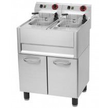 Friteuse sur coffre électrique, double, en inox, 2 x 9 L