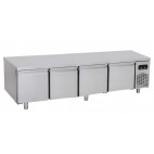 Soubassement réfrigéré 4 portes, froid positif, profondeur 700 mm, 550 L
