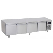 Soubassement réfrigéré 4 portes, froid positif, profondeur 700 mm, 550 L