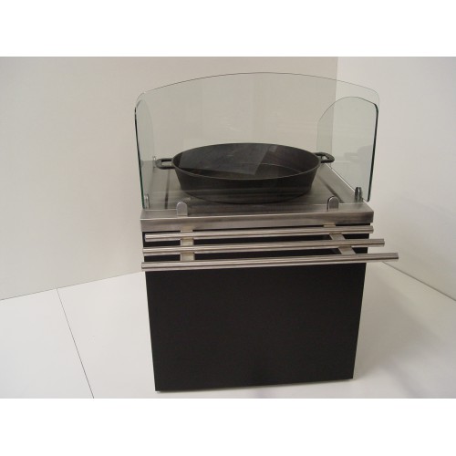Vitrine d'agencement pour rotisserie, meuble cuisson poelon special paella
