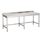 Table de travail, inox AISI 304 sans sous-tablette, adossée, L 2700 x P 700 x H 850 mm
