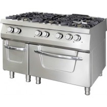 Fourneau 6 feux gaz sur four électrique GN 2/1, 48 kW