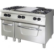 Fourneau 4 feux gaz + plaque coup de feu, sur four à gaz, 37 kW
