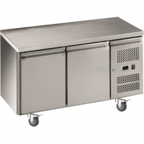 Desserte réfrigéré centrale, gamme snacking, 2 portes pleines, 0.28 Kw, inox, grille