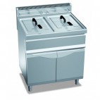Friteuse à gaz sur coffre, façade en acier inoxydable AISI 304, 2 x 20 litres