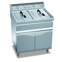 Friteuse à gaz sur coffre, façade en acier inoxydable AISI 304, 2 x 20 litres