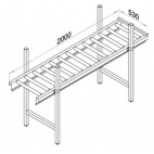Convoyeur gravitaire inox, profondeur 530 mm