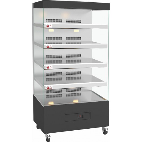 Vitrine chaude, libre service, 5 étagères inclinées, capacité 50/100 volailles en coques Vitrine chaude, libre service, 5 étagères inclinées, capacité 50/100 volailles en coques