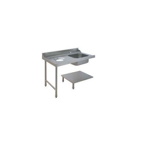 Table de prélavage adossée, avec bac et TVO, L 1200 mm, pour lave vaisselle à capot paniers 500x500 Table de prélavage adossée, avec bac et TVO, L 1200 mm, pour lave vaisselle à capot paniers 500x500