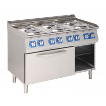 Fourneau électrique 6 feux, sur four électrique GN2/1, 21,1kW