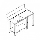 Table d'entrée lave-vaisselle, adossée, avec étagère, 1 bac 400x400x300, sur mesure