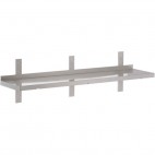Etagère murale pleine, 1 niveau, inox AISI 304, 3 consoles réglables, 3 lattes, L 2400 x P 400 x H 250 mm