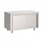 Table armoire, portes coulissantes, inox AISI 403, L 1200 x P 700 x H 850 mm