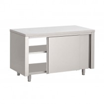 Table armoire, portes coulissantes, inox AISI 430, L 1200 x P 700 x H 850 mm