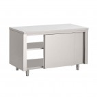 Table armoire, portes coulissantes, inox AISI 430, L 1200 x P 700 x H 850 mm