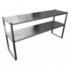 Étagère professionnelle inox cuisine, sur colonnette, 2 niveaux, P 300 mm