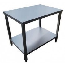 Table de service, 1 NIVEAU SUR VÉRINS, inox AISI 304, 600 x 600 x 850 mm