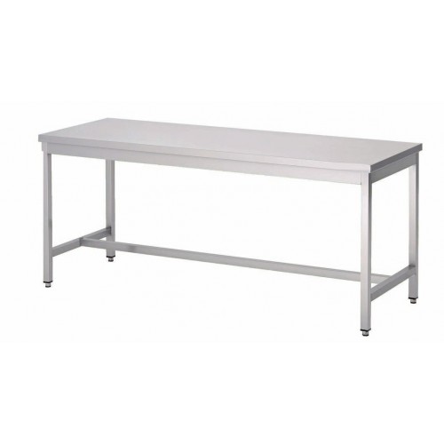 Table soudée bords droits, pieds carrés centrale, P 600 mm Table soudée bords droits, pieds carrés centrale, P 600 mm