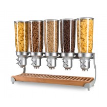 Distributeur d'aliments secs, gamme Exclusive, 5L manette en croix, 5 bols, 5 x 5 L