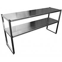 Étagère professionnelle inox cuisine sur colonnette, 2 niveaux, P 400 mm