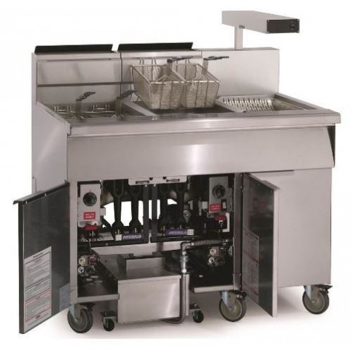 Friteuse gaz haut rendement avec filtrage intégré 27 litres 3 cuves