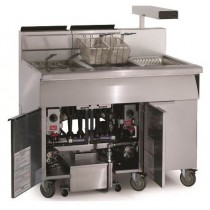 Friteuse gaz haut rendement avec filtrage intégré 27 litres 3 cuves