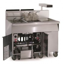 Friteuse gaz haut rendement avec filtrage intégré 27 litres 2 cuves 
