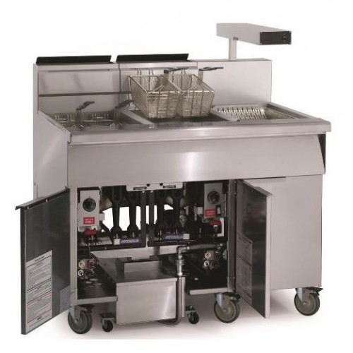 Friteuse gaz haut rendement avec filtrage intégré 41 litres 2 cuves Friteuse gaz haut rendement avec filtrage intégré 41 litres 2 cuves