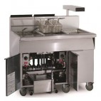 Friteuse gaz haut rendement avec filtrage intégré 41 litres 3 cuves 