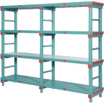 Rayonnage plastique charge lourde, 5 niveaux, L 1000 x P 600 x H 2165 mm, 4 roues, sur mesure
