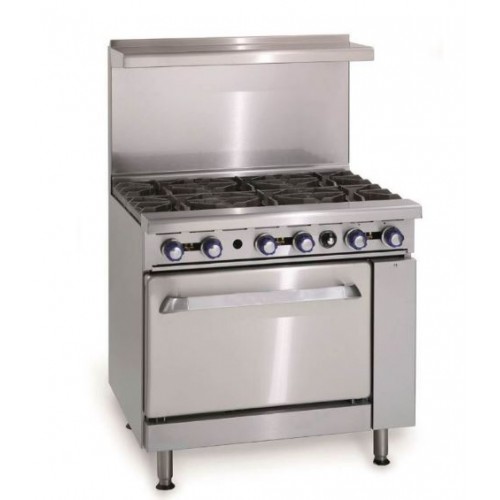 Fourneau 6 feux vifs de 8kW sur four à gaz de 10kW Fourneau 6 feux vifs de 8kW sur four à gaz de 10kW