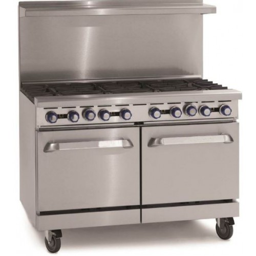 Fourneau 8 feux vifs de 8kW sur 2 fours à gaz de 8kW Fourneau 8 feux vifs de 8kW sur 2 fours à gaz de 8kW