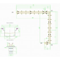 Caniveau en U MODUL 125 grille caillebotis inox AISI 304 sortie verticale centrée sur mesure