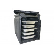 Coffre isotherme Noir SANS poignée inox 5 niveaux GN1/1 66 L