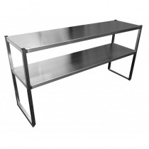 Étagère professionnelle inox cuisine sur colonnette, 2 niveaux, P 400 mm