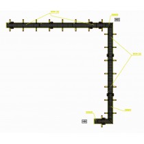 Caniveau en U MODUL 125 grille caillebotis inox AISI 304 sortie verticale centrée Manchon DN125 sur mesure