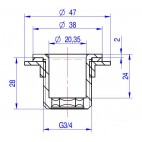 Bonde chromée ø 20 mm, 3/4’’