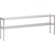 Etagère du chef pleine renforcée, inox AISI 430, 2 niveaux, L 1800 x P 300 x H 600 mm