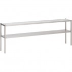 Etagère du chef pleine renforcée, inox AISI 430, 2 niveaux, L 1800 x P 300 x H 600 mm