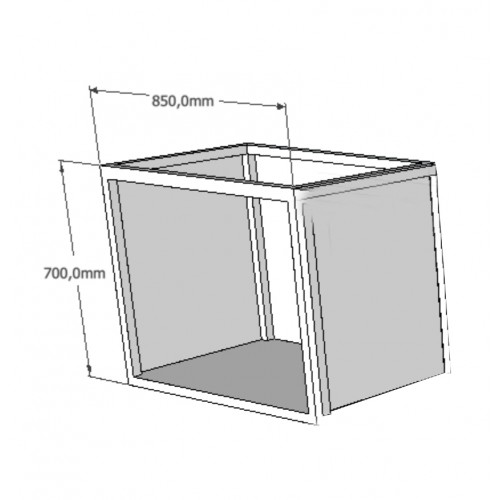 Table armoire ouverte sans porte Inox AISI 430 L 850 x P 560 x H 700 mm sans pieds et sans étagère sur mesure Table armoire ouverte sans porte Inox AISI 430 L 850 x P 560 x H 700 mm sans pieds et sans étagère sur mesure