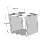 Table armoire ouverte sans porte Inox AISI 430 850 x 560 x 700 mm sans pieds et sans étagère sur mesure