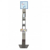 Distributeur de gel hydro-alcoolique totem inox L 370 x P 310 x H 1250 mm