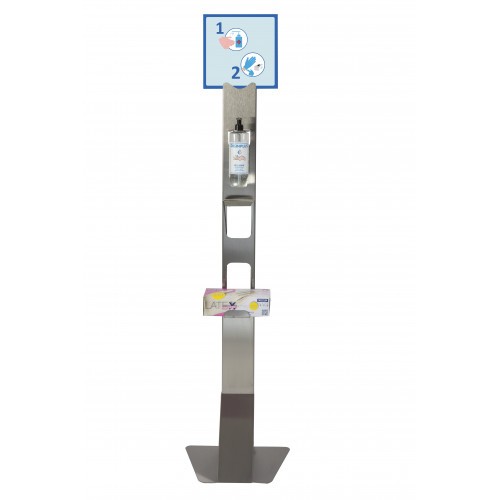 Distributeur de gel hydro-alcoolique totem inox L 370 x P 310 x H 1250 mm Distributeur de gel hydro-alcoolique totem inox L 370 x P 310 x H 1250 mm