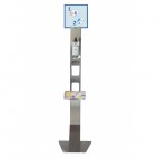 Distributeur de gel hydro-alcoolique totem inox L 370 x P 310 x H 1250 mm