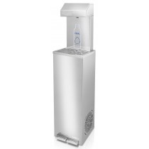 Fontaine à eau main libre acier inoxydable avec 2 pédales pour l'eau froide et pour l'eau à tº ambiante