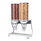Distributeur d'aliments secs gamme "Serveur Pro" plateau en aluminium et support noir 2 x 13.5 L