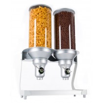 Distributeur d'aliments secs gamme "Serveur Pro" plateau en aluminium et support argenté 2 x 13.5 L