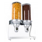 Distributeur d'aliments secs gamme "Serveur Pro" plateau en aluminium et support argenté 2 x 13.5 L